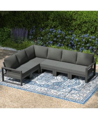 6-Piece Outdoor L-Shaped Patio Corner Sectional Sofa Conversation Set