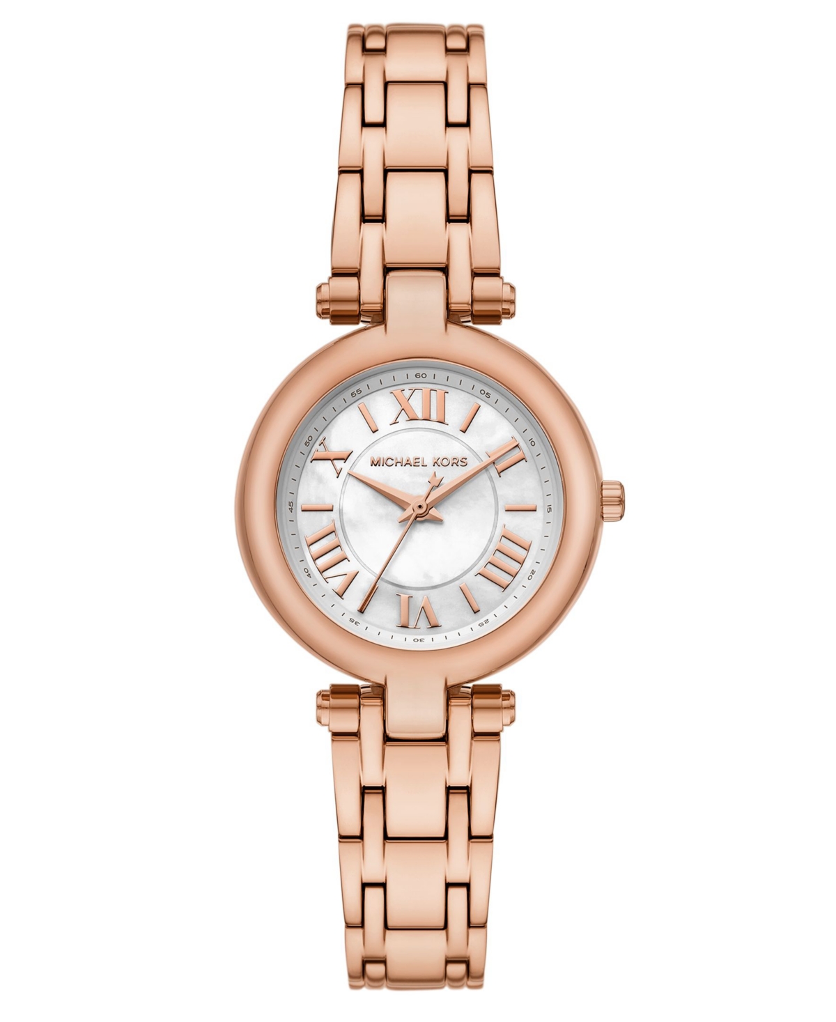 Michael Kors Women's Laney Three-hand Rose Gold-tone Stainless Steel Watch, 30mm In Rose Gold-tone