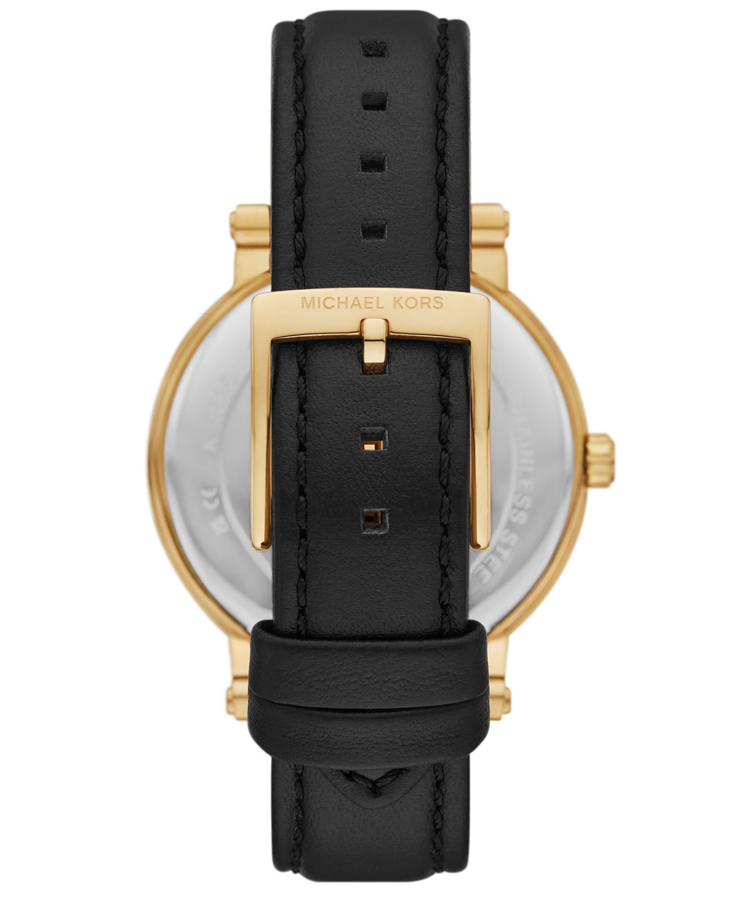 Женские часы Michael Kors Corey Three-Hand Black Leather Watch, 38mm — фото 2