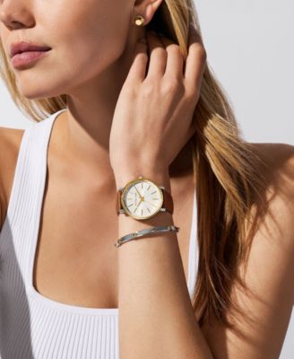 Women's Pyper Three-Hand Luggage Leather Watch and Jewelry Set, 38mm