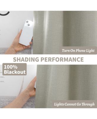 100% Blackout Linen Blend Texture Grommet Curtain Pair(2 Panels)
