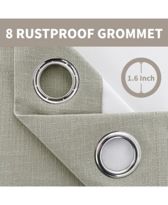 100% Blackout Linen Blend Texture Grommet Curtain Pair(2 Panels)
