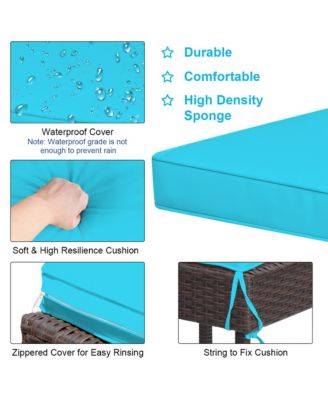 3PCS Patio Rattan Wicker Bar Table Stools Dining Set Cushioned Chairs