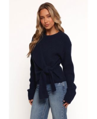 Women's Ettie Wrap Side Tie Knit Sweater - Burgundy