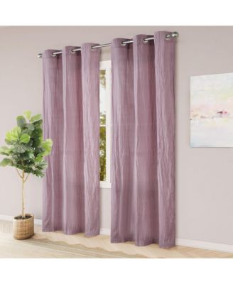 Grommet Broomstick Crush Curtains Pair, 38"X63"