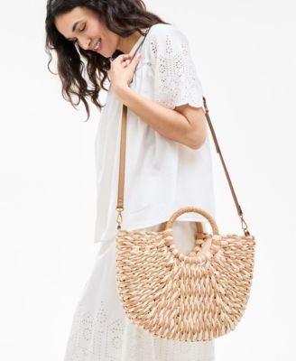Straw Tote Crossbody, Exclusively at Macy's 