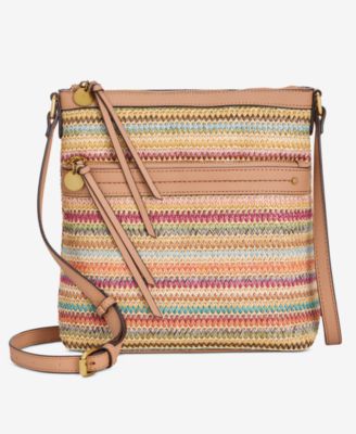 Straw North South Crossbody Bag