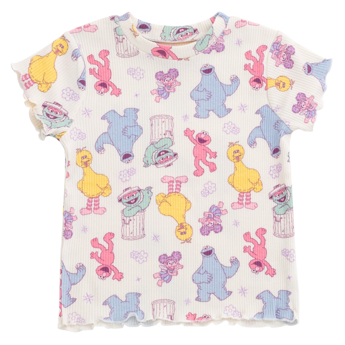 Sesame Street Toddler Girls Ribbed T-Shirt and Shorts Outfit Set