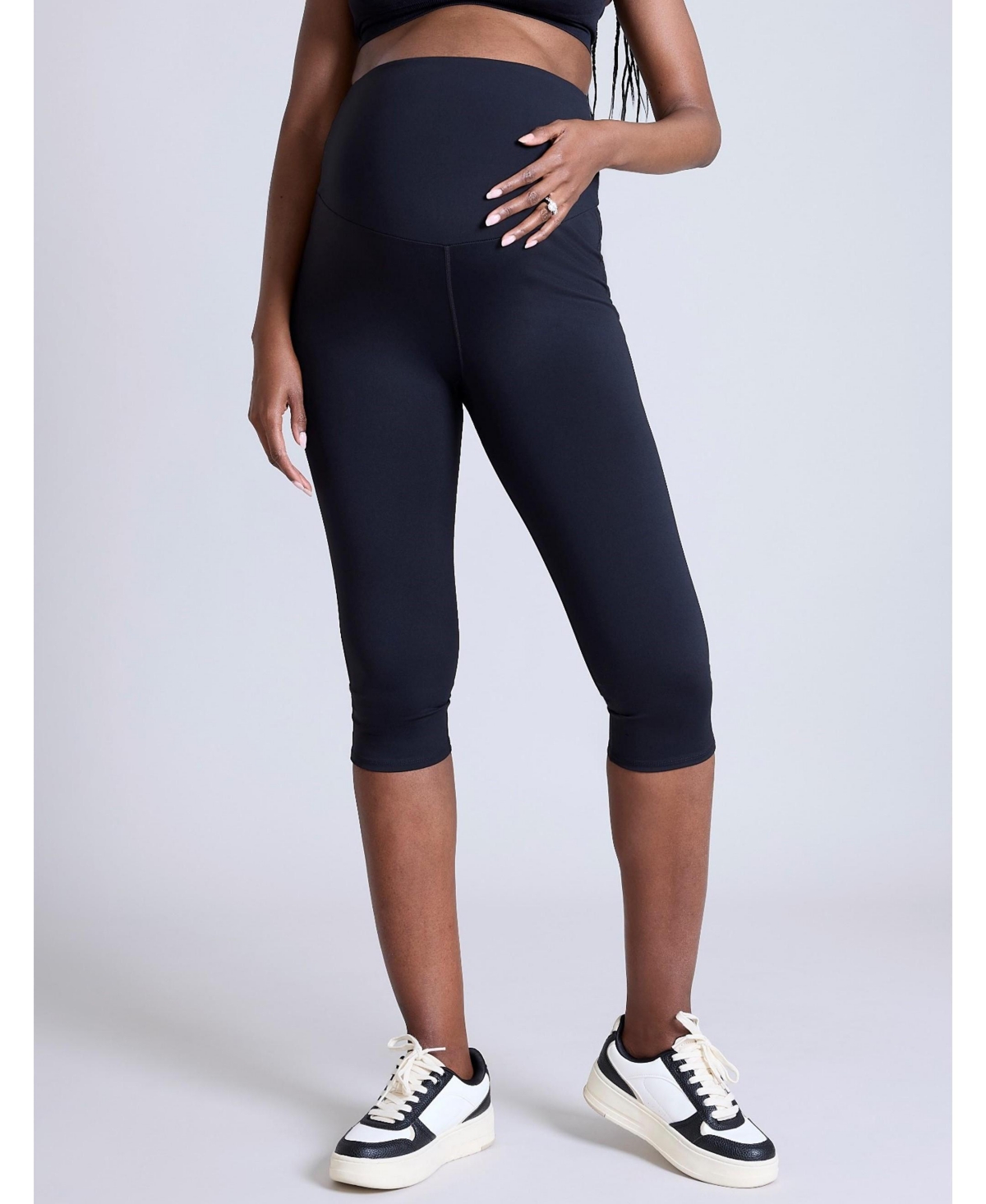 Maternity Over the Belly Active Capri Legging - Motherhood - Heather grey
