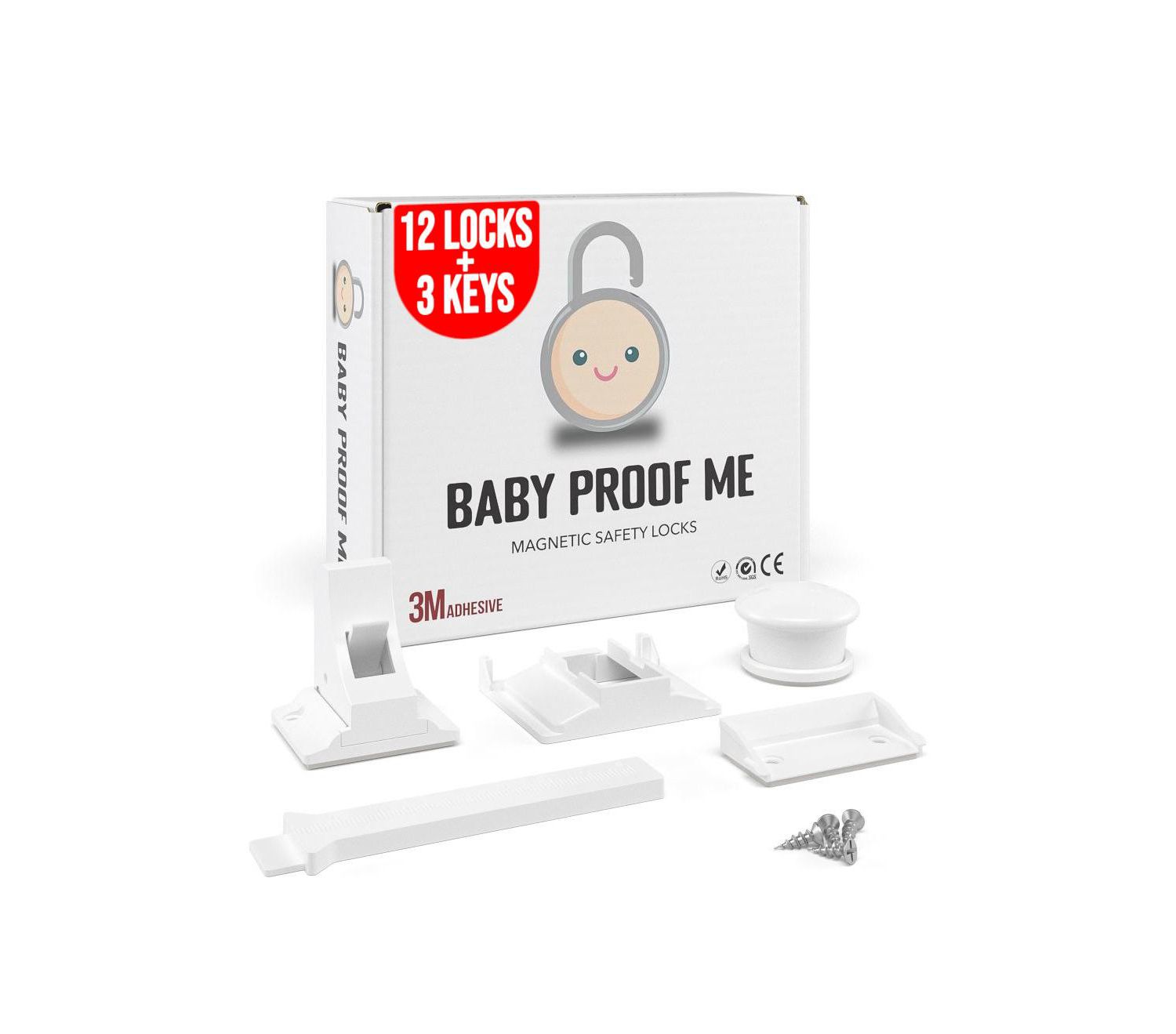 Toddler Proof Me | Magnetic Safety Lock Kit (12 Locks + 3 Keys)