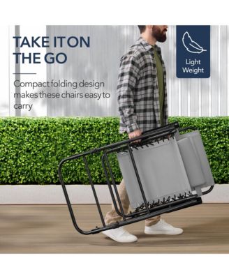 Folding Outdoor Zero Gravity Rocking Lounge Chair w/ Headrest Pillow