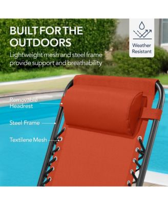 Folding Outdoor Zero Gravity Rocking Lounge Chair w/ Headrest Pillow