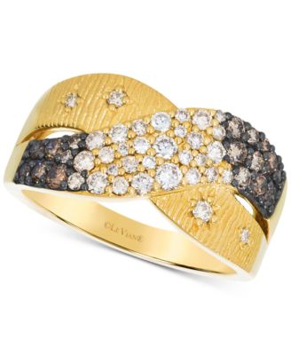 Le Vian - Chocolate Ombr&eacute; Diamond & Nude Diamond Ribbed Crossover Ring (3/4 ct. t.w.) in 14k Gold