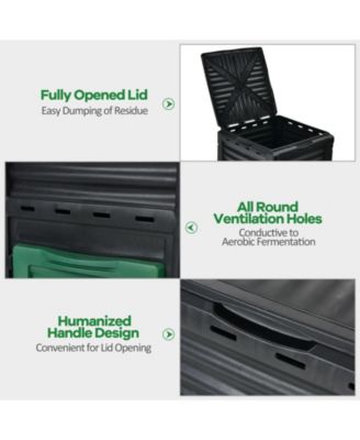 80-Gallon Outdoor Composter with Large Openable Lid and Bottom Exit Door