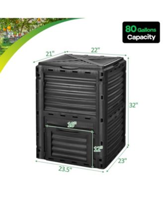23.5" x 23" x 32" 80-Gallon Outdoor Composter with Large Openable Lid and Bottom Exit Door