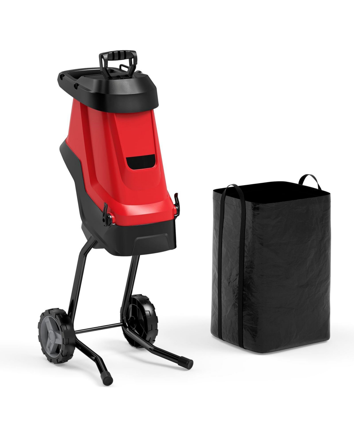 15-amp Electric Wood Chipper and Shredder Leaf Mulcher with Wheels - Red