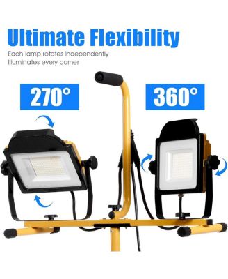 100 W 10 000 lm LED Dual-Head Work Light with Stand