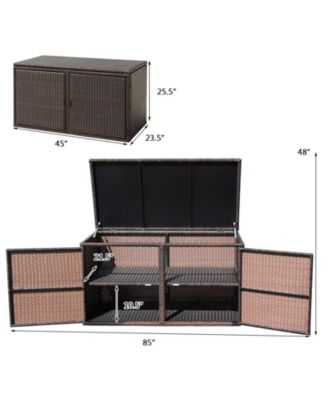 88 Gallon Garden Patio Rattan Storage Container Box