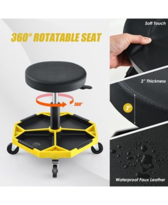 330 LBS Capacity Pneumatic Rolling Mechanic Stool with Padded Seat