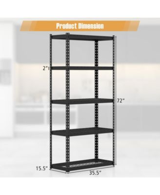 5-Tier Metal Shelving Unit with Anti-slip Foot Pad Height Adjustable Shelves for Garage