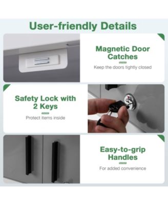 Metal Wall Cabinet with Lock and 3 Adjustable Shelves