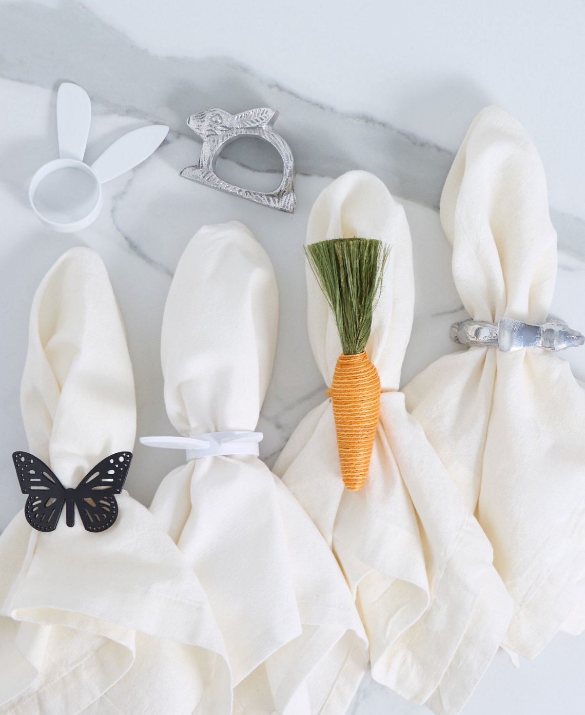 Design Imports Silver Rabbit Napkin Ring, Set Of 4 In Silver