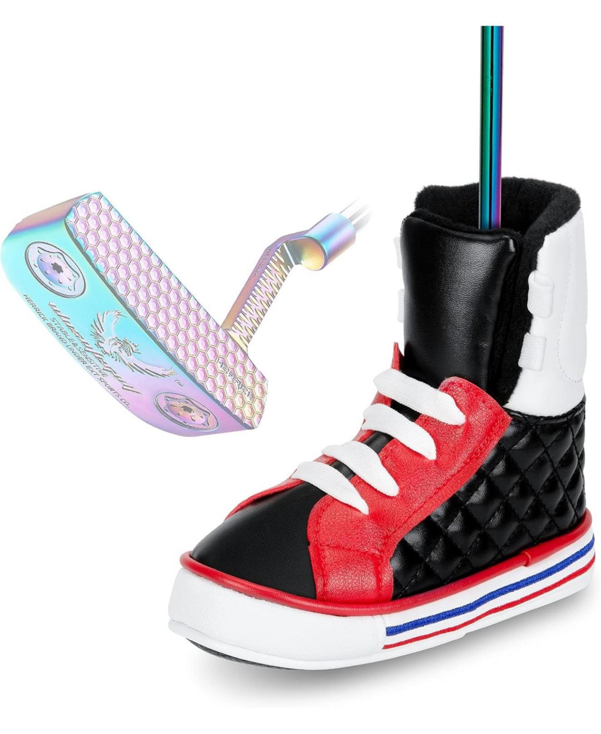 Wosofe Golf Blade Putter Cover Embroidered Pu Leather headcovers Funny Shoe Shaped Fit All Brands