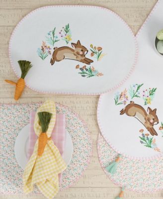 Spring Bunny Printed Cotton Placemats, Set of 4