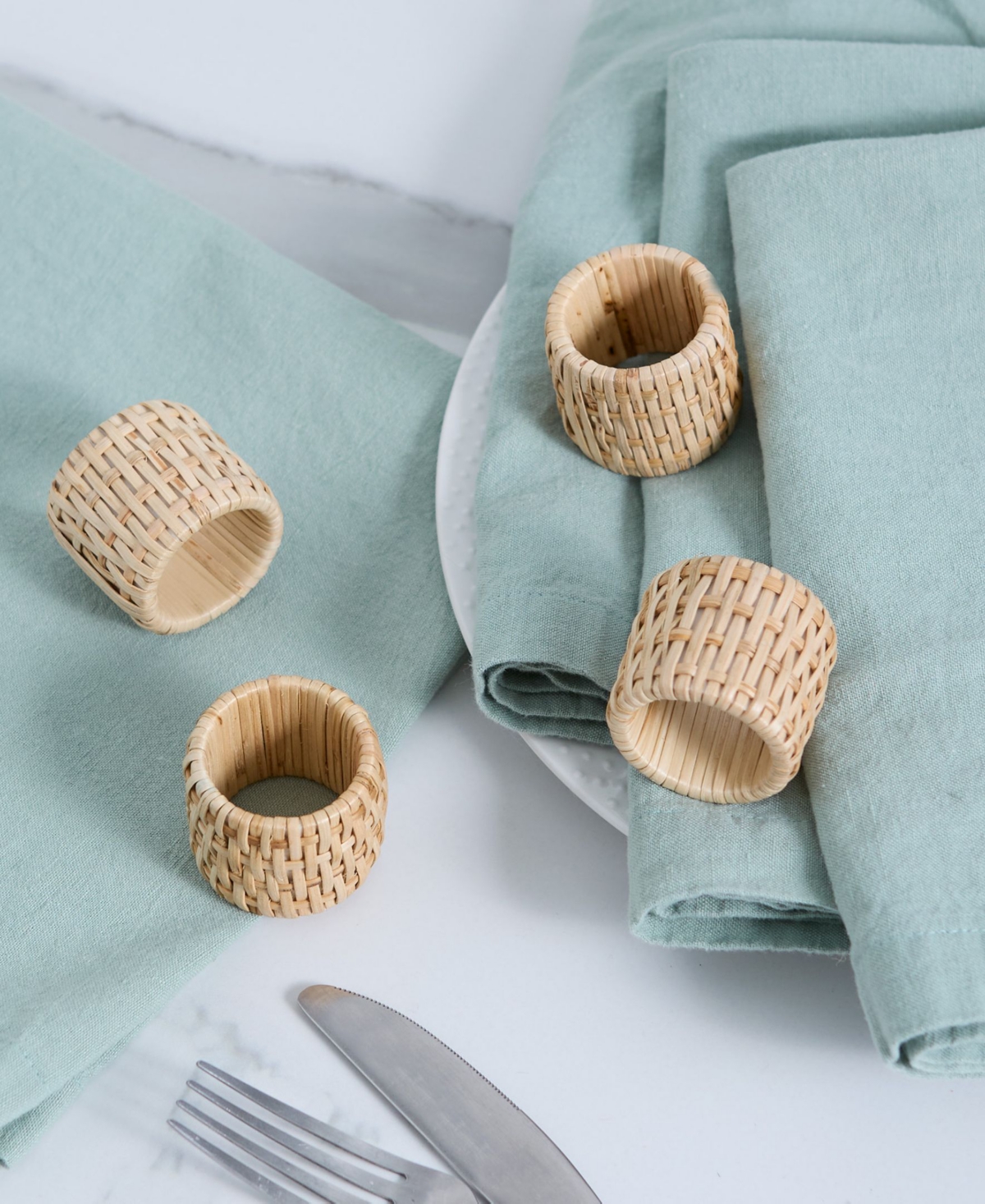 Design Imports Rattan Napkin Ring, Set Of 4 In Brown