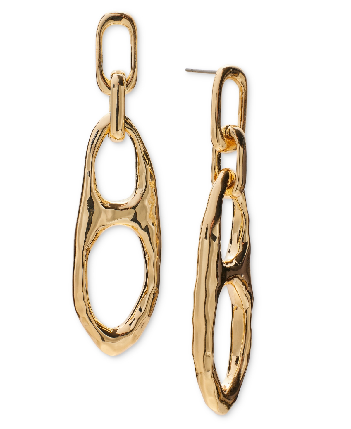 Gold-Tone Hammered Link Linear Drop Earrings, Exclusively at Macy's - Gold
