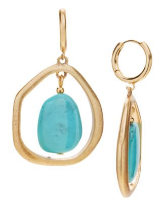 Style & Co - Gold-Tone Stone Orbital Charm Hoop Earrings
