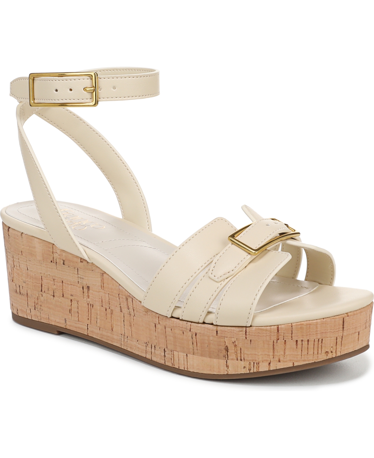 Women's Pheobe Strappy Wedge Sandals - Ivory White Faux Leather