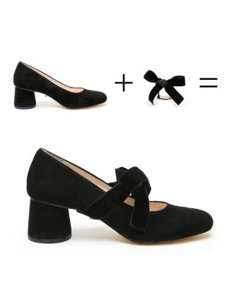 Women's Black Suede Marie Customizable Pumps