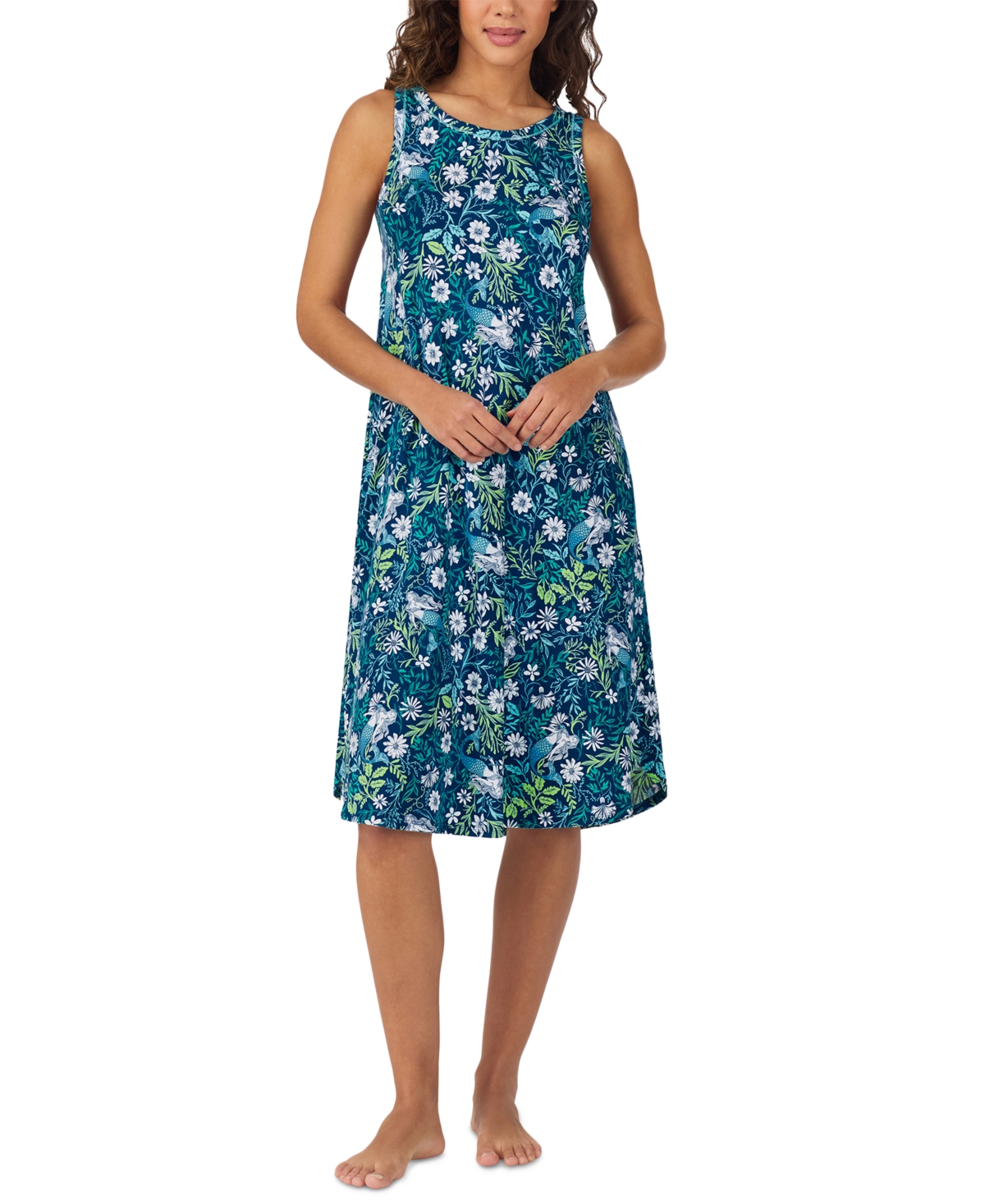 Cuddl Duds Women's Printed Sleeveless Midi Nightgown In Blue