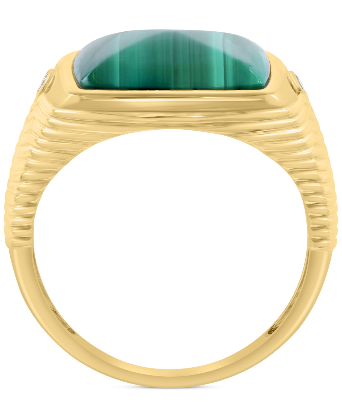 Effy Collection Effy Men's Malachite & Diamond Accent Cushion Textured Ring In 14k Gold In Green