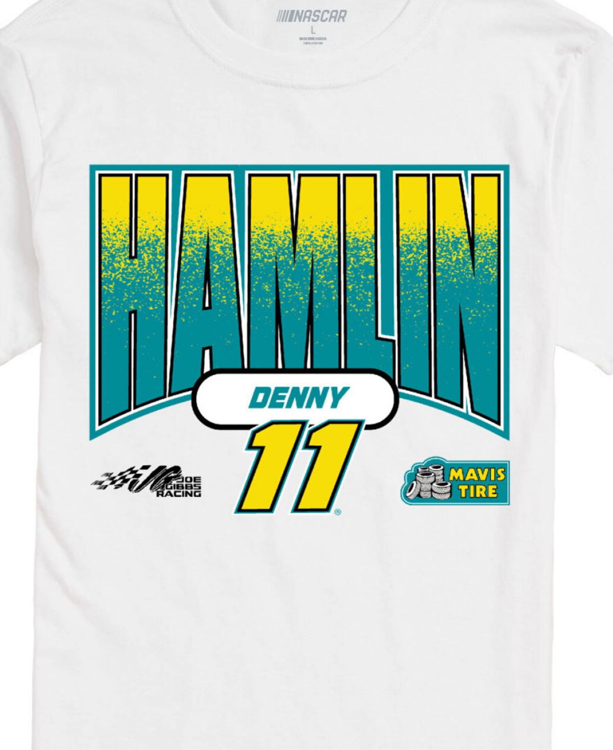 Airwaves Men's Nascar Denny Hamlin 11 Short Sleeve T-shirt In White