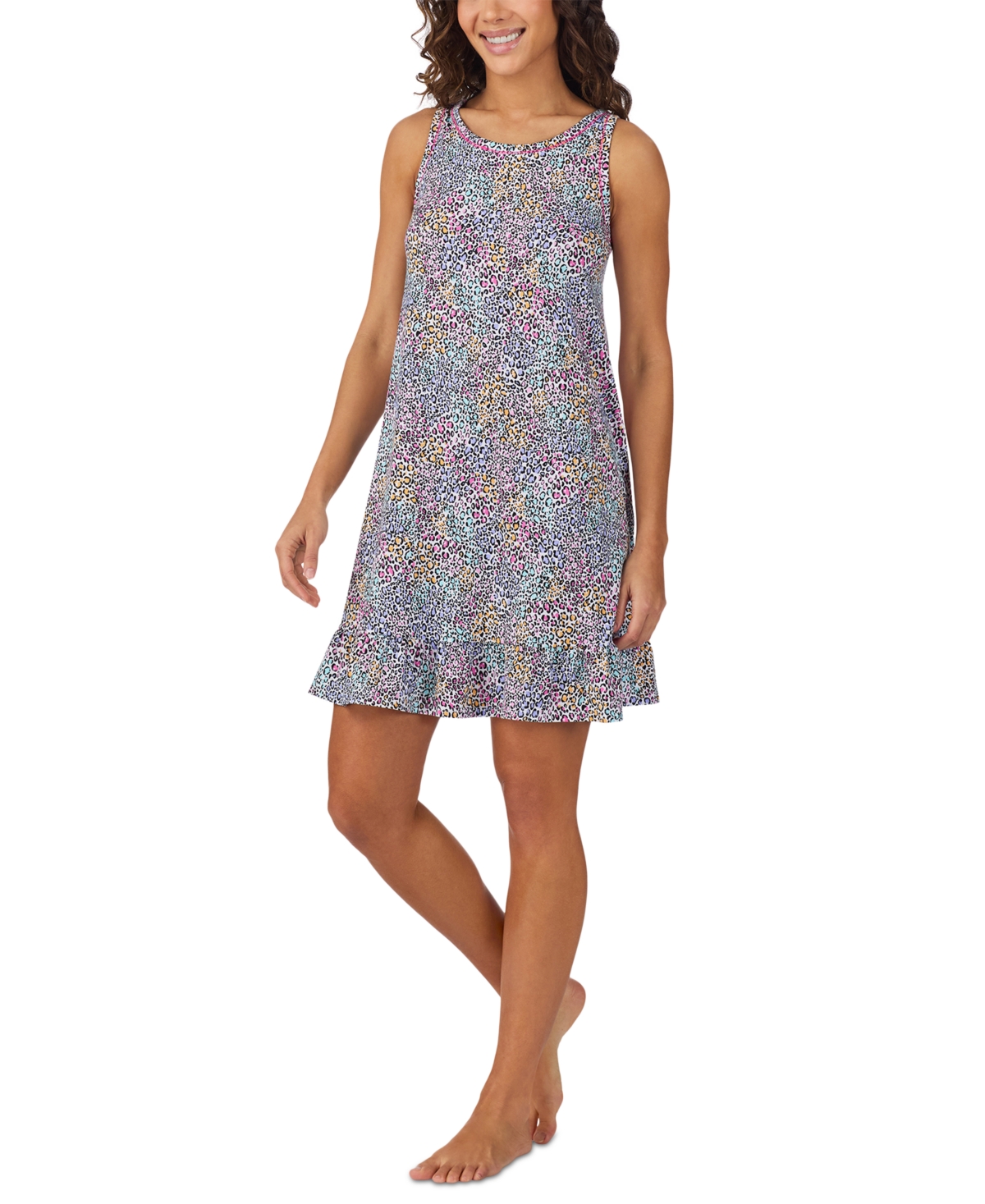 Women's Sleeveless Ruffled-Hem Chemise - Aqua