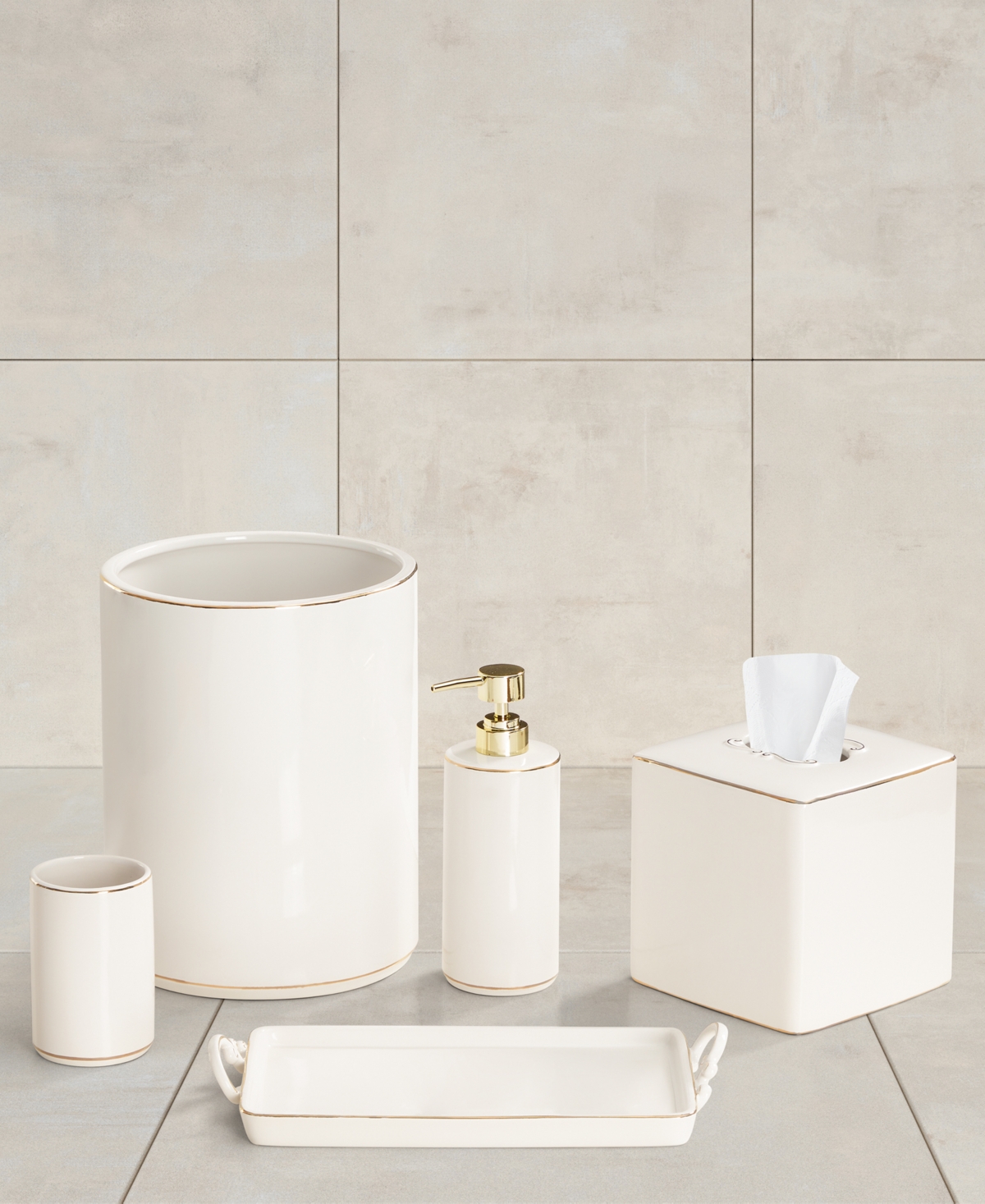 J Queen New York Delphine Wastebasket In White