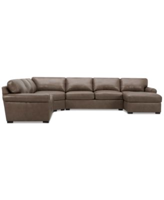 Radley Roll Arm 152" 5-Pc. Leather Wedge Corner Chaise Sectional