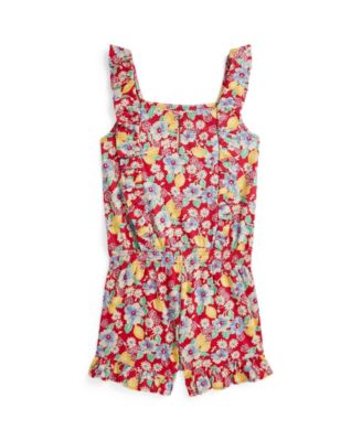 Big Girls Floral Ruffled Jersey Romper