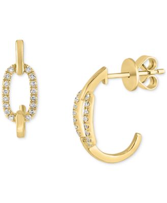Diamond Link Small Hoop Earrings (1/6 ct. t.w.) in 14k Gold
