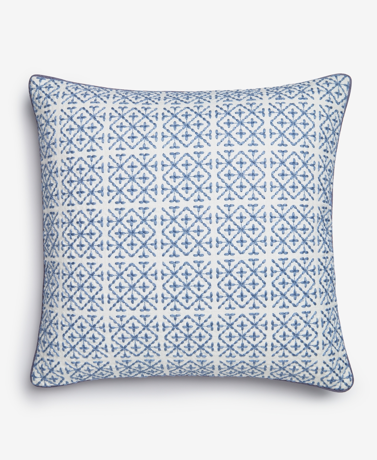 Charter Club Embroidered Tiles Decorative Pillow, 20" X 20", Exclusively At Macy's In Ocean