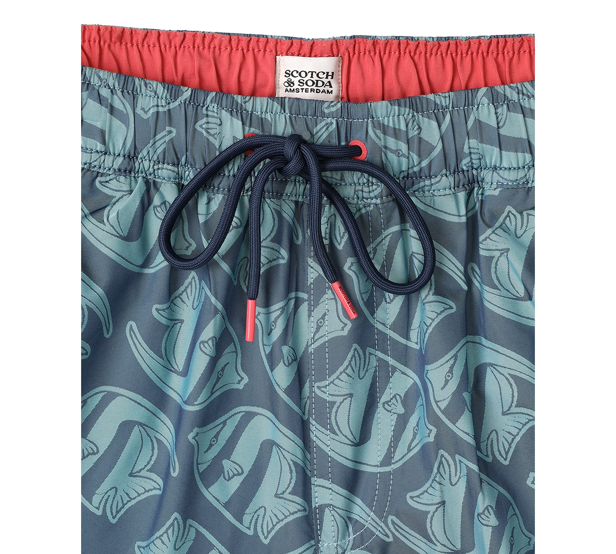 Scotch & Soda Men's Low Tide Fish-print Swim Trunks