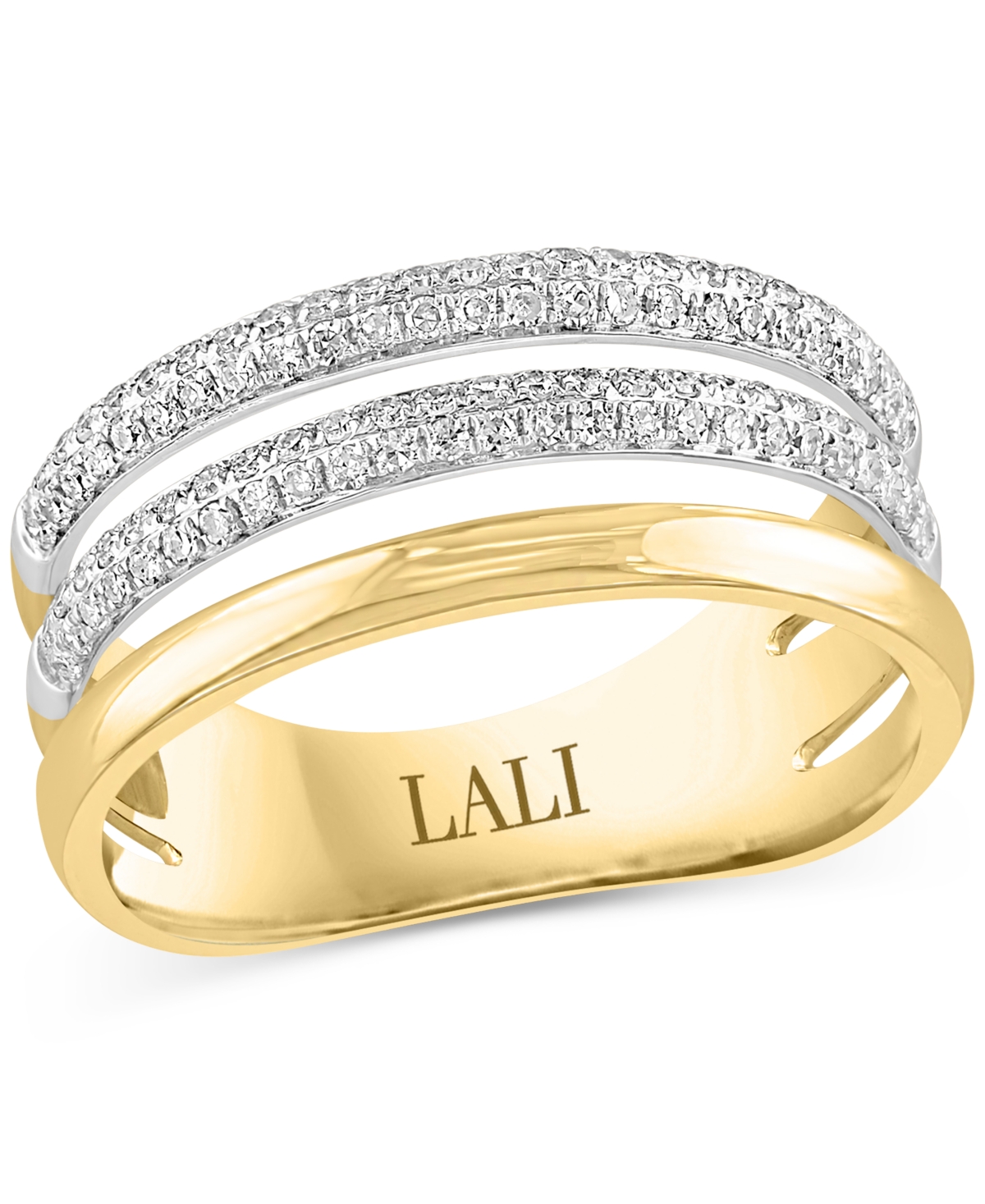 Diamond Triple Row Ring (3/8 ct. t.w.) in 14k Two-Tone Gold - Two-Tone Gold