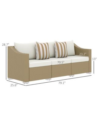 3 Seater Patio Sofa, Wicker Couch with Cushions, Pillows,