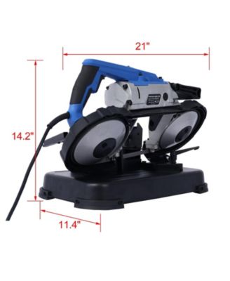High-Performance Portable Band Saw with Removable Stainless Steel Base, 45°-90° Cutting, 10A 1100W Motor, 5-inch Depth Cut,