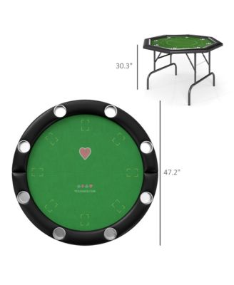 Poker Table Foldable 47" Round Card Table for 8 Players,