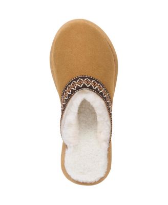 Braid Trim Shearling Slippers