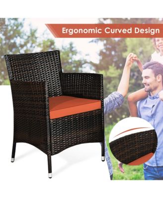 Set of 4 Outdoor Patio Rattan Conversation Furniture Set w/ Cushion Table