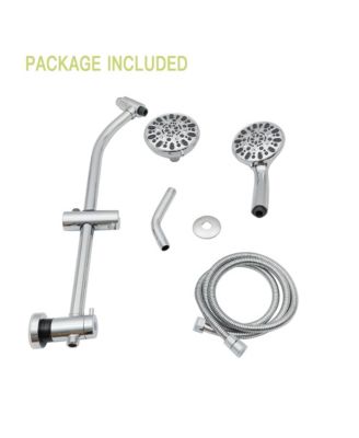 Multi Function Dual Shower Head - Shower System with 4.7" Rain Showerhead, 7-Function Hand Shower, Adjustable Slide Bar